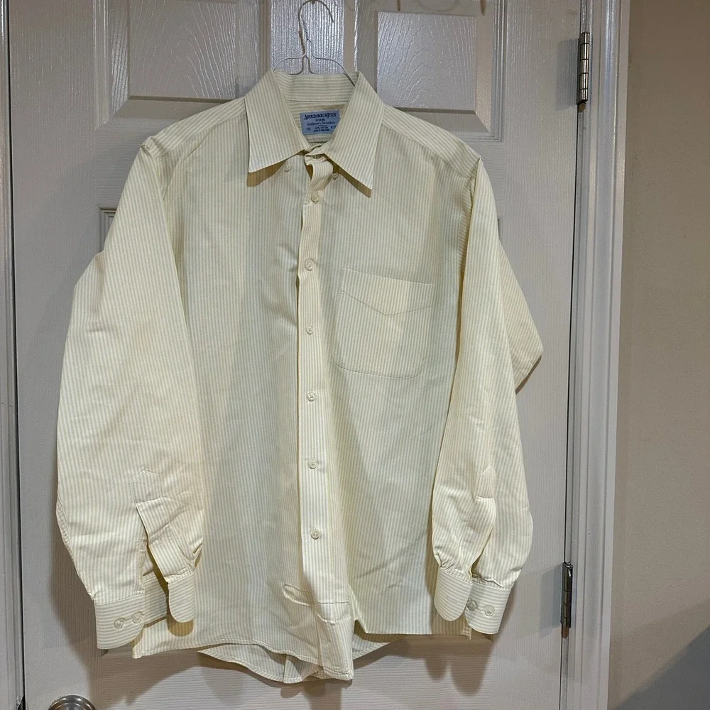 Abercrombie & Fitch Vintage Striped Cotton Button‎ Down Shirt Yellow White 15.5